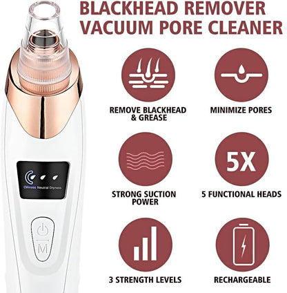 XPOWER Handheld Blackhead Remover Vacuum with 5pcs