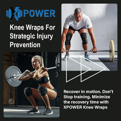 XPOWER Knee Wraps (Pair) With Strap for Leg Workouts