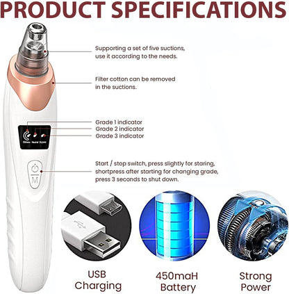 XPOWER Handheld Blackhead Remover Vacuum with 5pcs